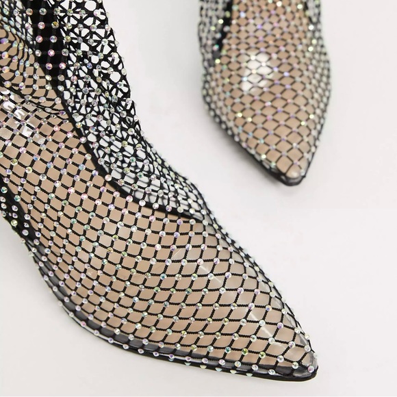 Public Desire Diamond Fishnet Heels - Picture 2 of 6